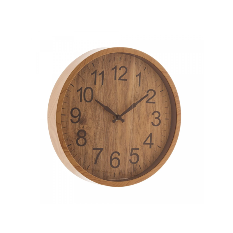 Relógio de Plástico para Parede Wood 25,4cmx3,8cm Lyor