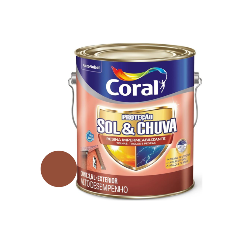 Resina Sol & Chuva Proteção Impermeabilizante Telha Cerâmica 3,6L Coral