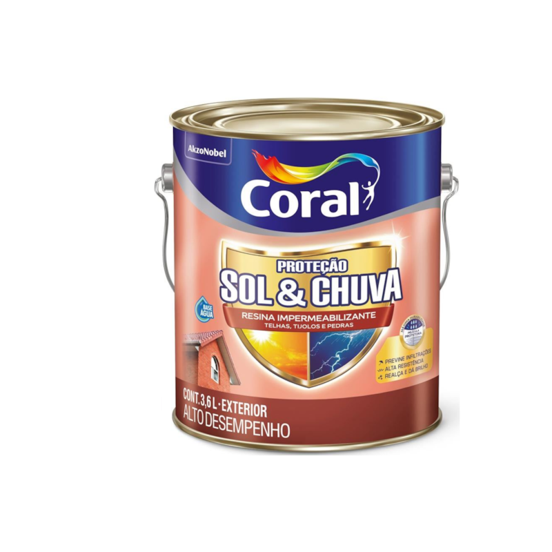 Resina Sol & Chuva Proteção Impermeabilizante Telha Incolor 3,6L Coral