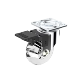 Rodízio Transparente 50mm com Freio Chapa Giratória Níquel Soprano