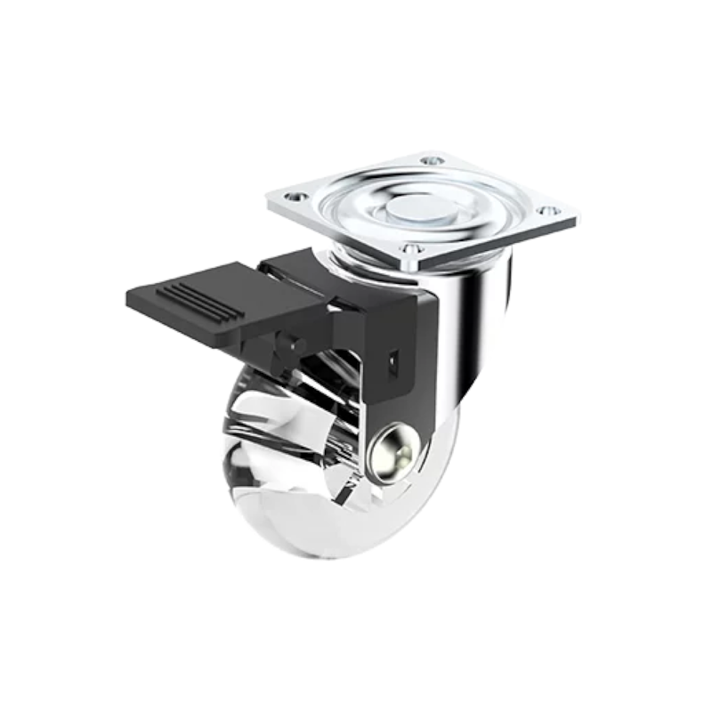 Rodízio Transparente 50mm com Freio Chapa Giratória Níquel Soprano