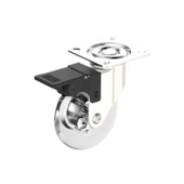 Rodízio Transparente 75mm com Freio Chapa Giratória Soprano 