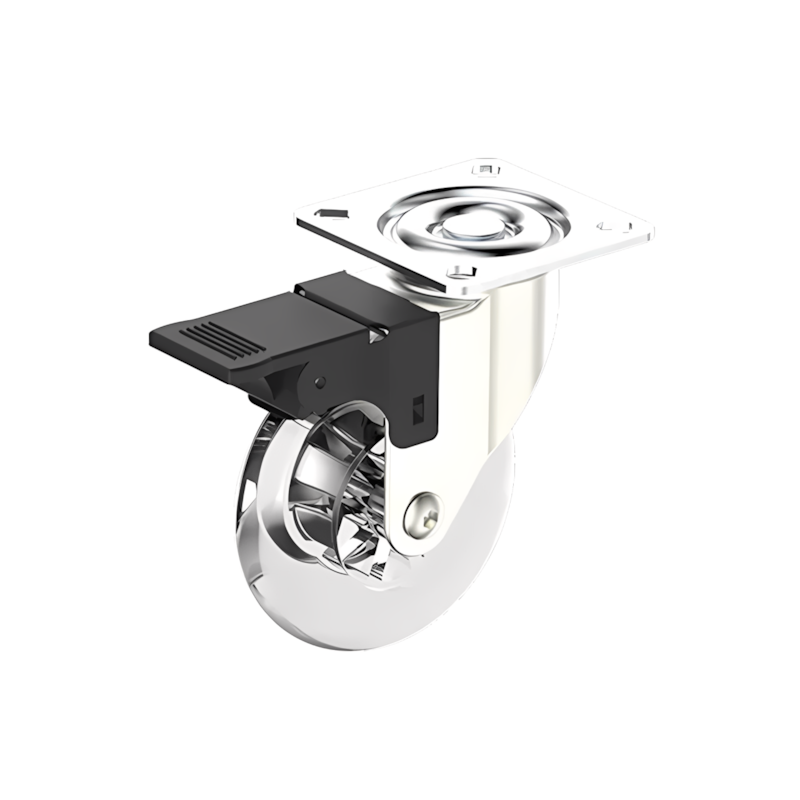 Rodízio Transparente 75mm com Freio Chapa Giratória Soprano 