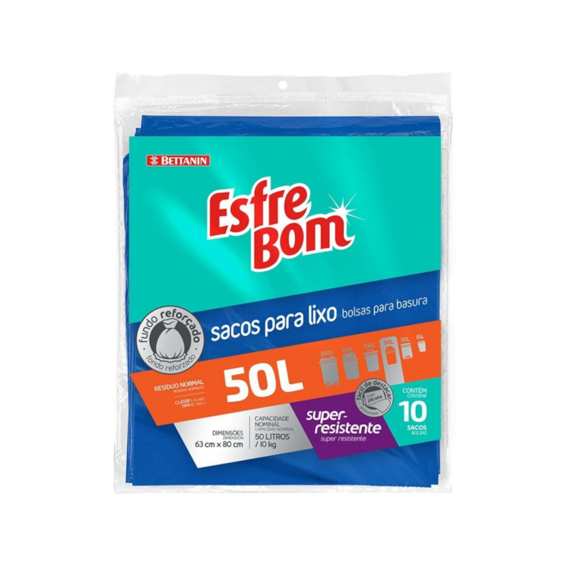 Saco para Lixo Esfrebom 50L com 10 Unidades Bettanin