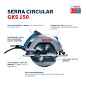 Serra Circular GKS 150 1500W 220V com Bolsa, Disco e Guia Bosch
