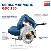Serra Mármore GDC 150 TITAN 1500W 220V 2 Discos e Maleta Bosch