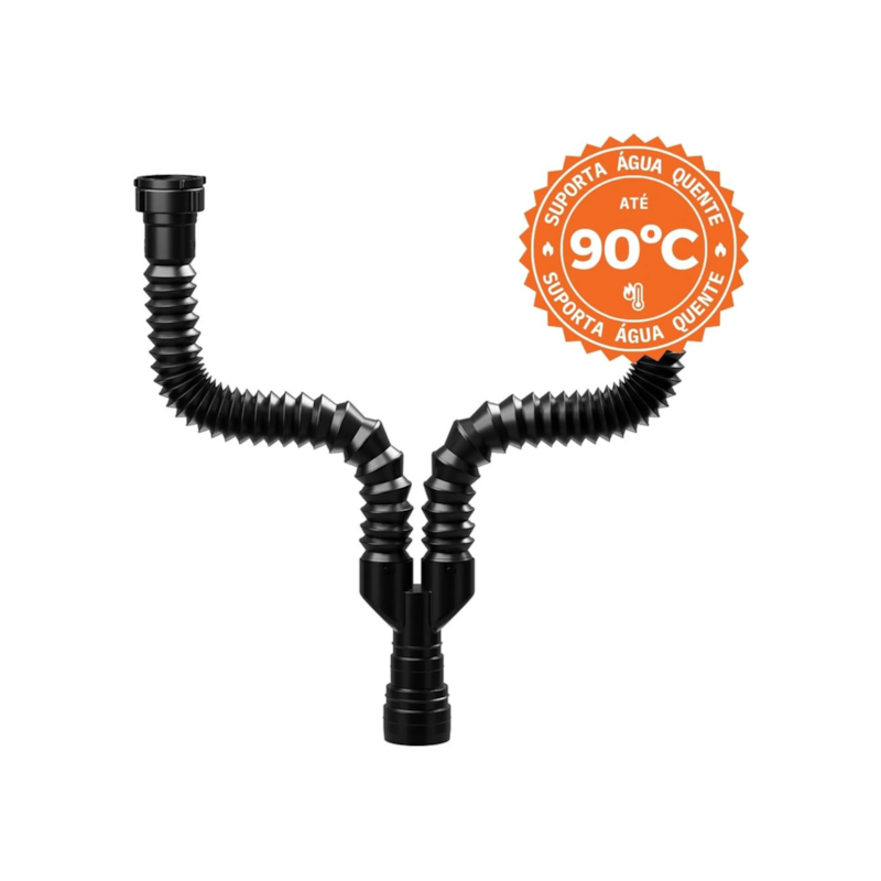 Sifão Duplo Sanfonado Universal Preto SDU3 Astra