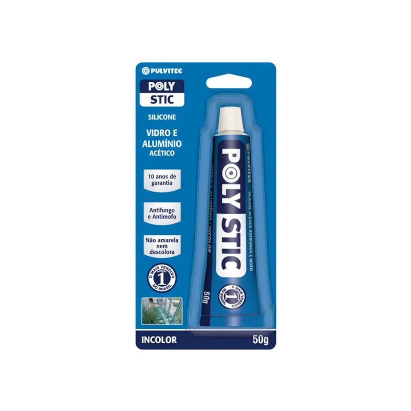 Silicone para Vidro e Alumínio 50g Incolor Polystic