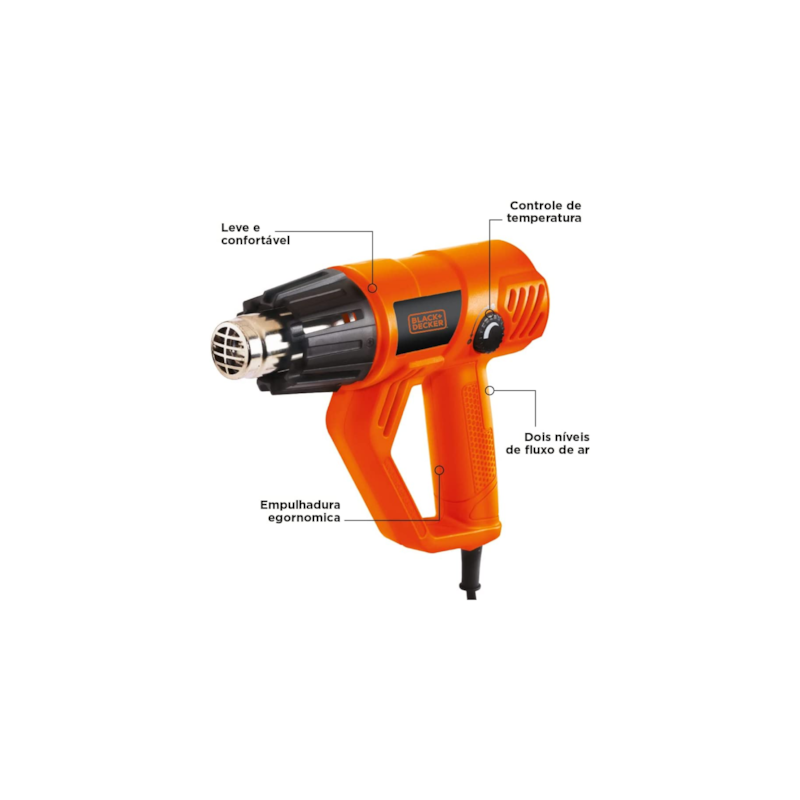 Soprador Térmico com Maleta 1800W 220V 5 Acessórios HG200 Black & Decker