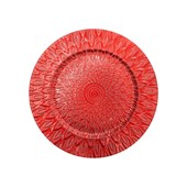 Sousplat Plástico 33cm Folhas Vermelho Dayhome