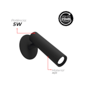 Spot New Spear 5W Embutir 3000K Preto Deluxe Avant