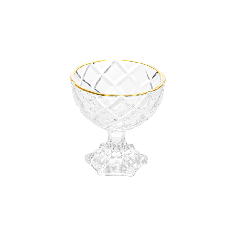 Taça de Sobremesa de Vidro Deli Diamond com Fio de Ouro 170ml Lyor