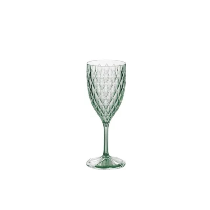 Taça para Vinho Glamour 330ml Plástico Verde Plasútil