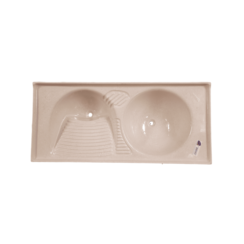 Tanque Duplo Fibra 120x51cm Bege Indimel