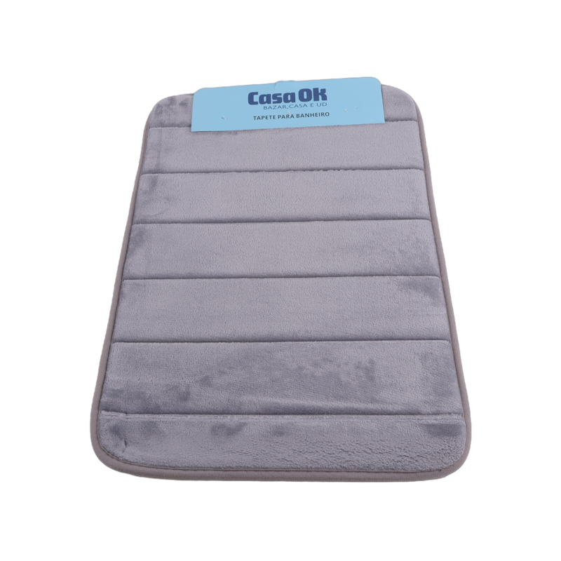 Tapete para Banheiro Macio 60x40cm Cinza Casa Ok