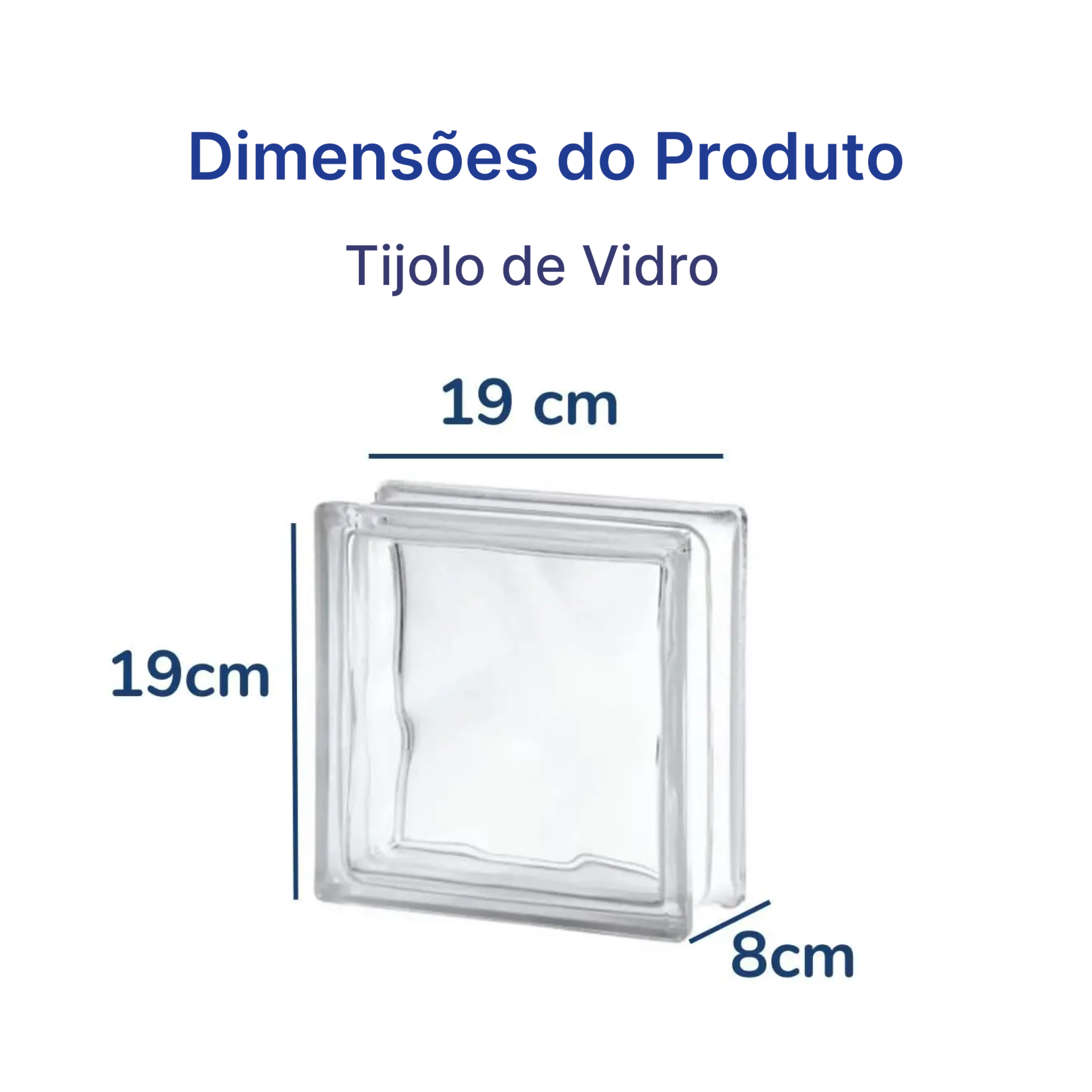 Tijolo de Vidro 19x19cm Wave Casa Ok - Apotiguar