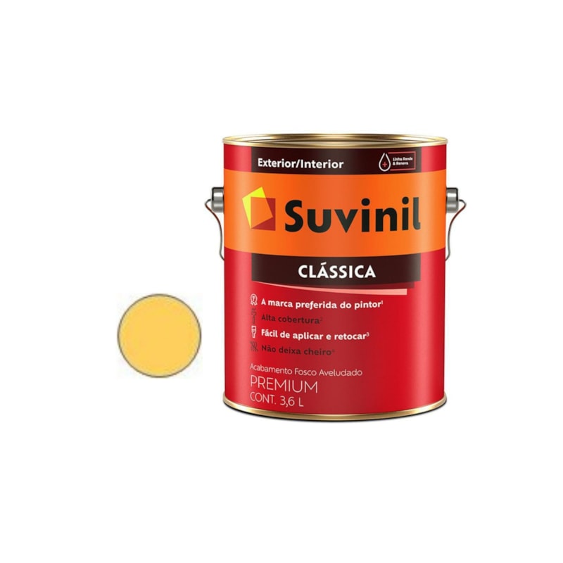 Tinta Acrílica Clássica Fosco Amarelo Canário 3.6L Suvinil