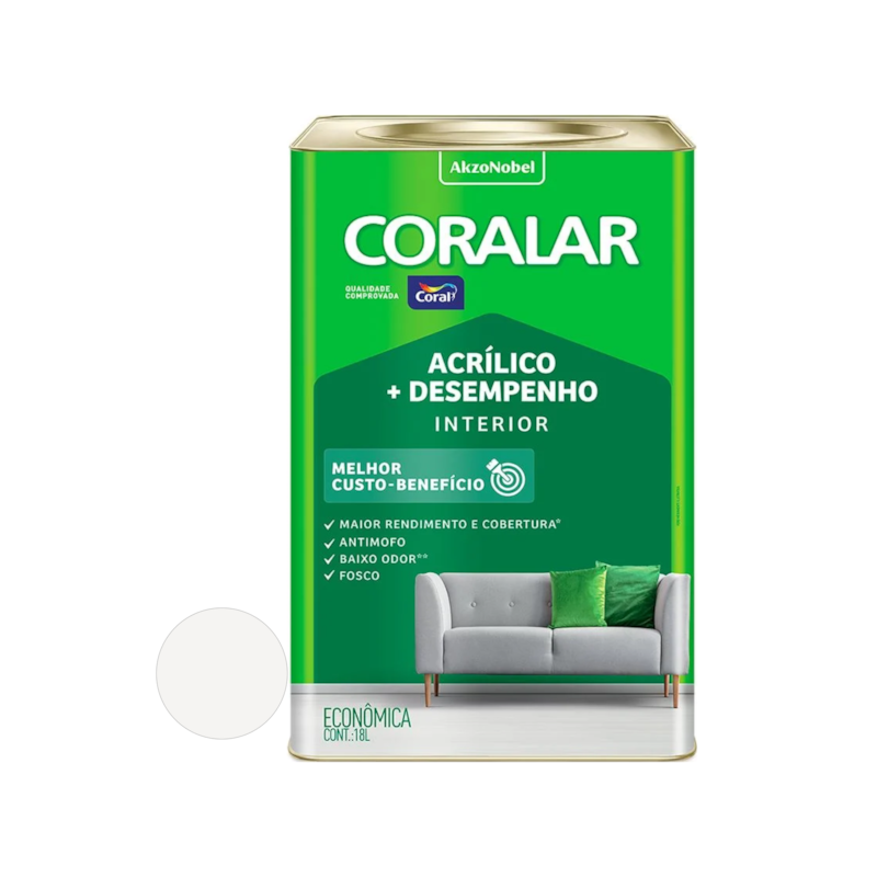  Tinta Acrílica Coralar Fosco Branco 18L Coral