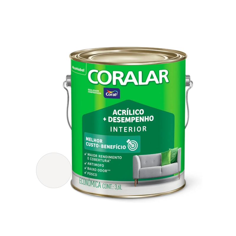 Tinta Acrílica Coralar Fosco Branco 3,6L Coral