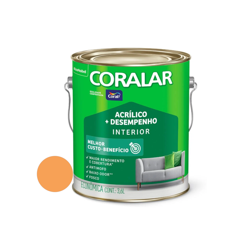  Tinta Acrílica Coralar Fosco Laranja Cítrico 3,6L Coral