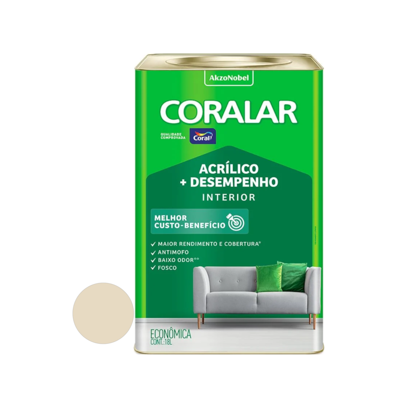  Tinta Acrílica Coralar Fosco Palha 18L Coral