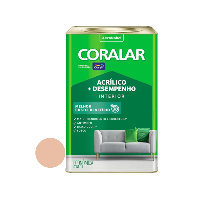 Tinta Acrílica Coralar Fosco Pêssego 18L Coral
