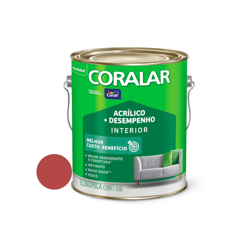  Tinta Acrílica Coralar Fosco Rubi 3,6L Coral