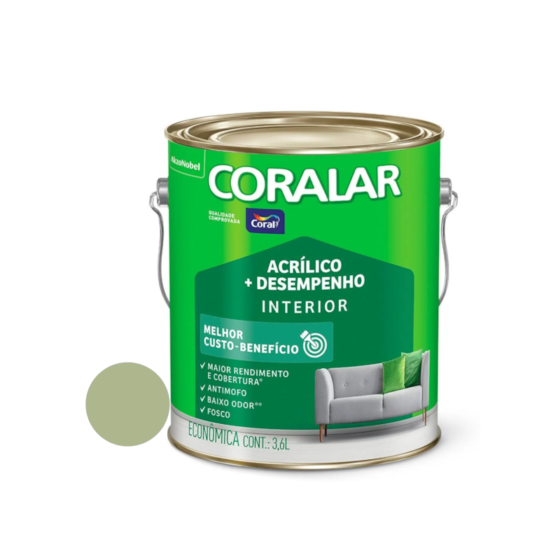  Tinta Acrílica Coralar Fosco Verde Kiwi 3,6L Coral