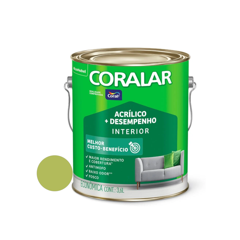  Tinta Acrílica Coralar Fosco Verde Limão 3,6L Coral