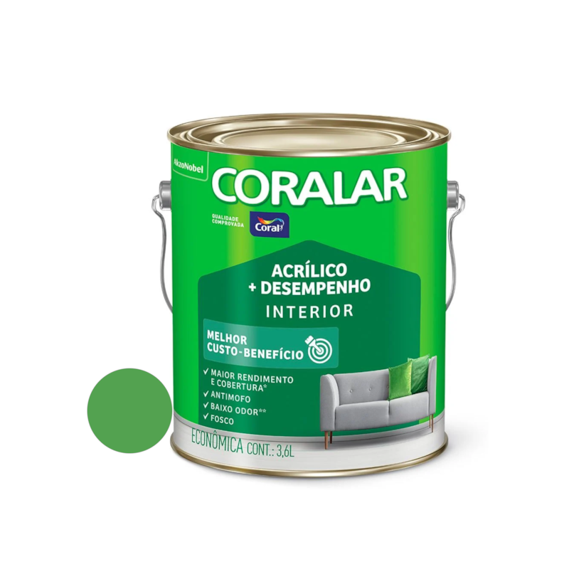  Tinta Acrílica Coralar Fosco Verde Timbalada 3,6L Coral