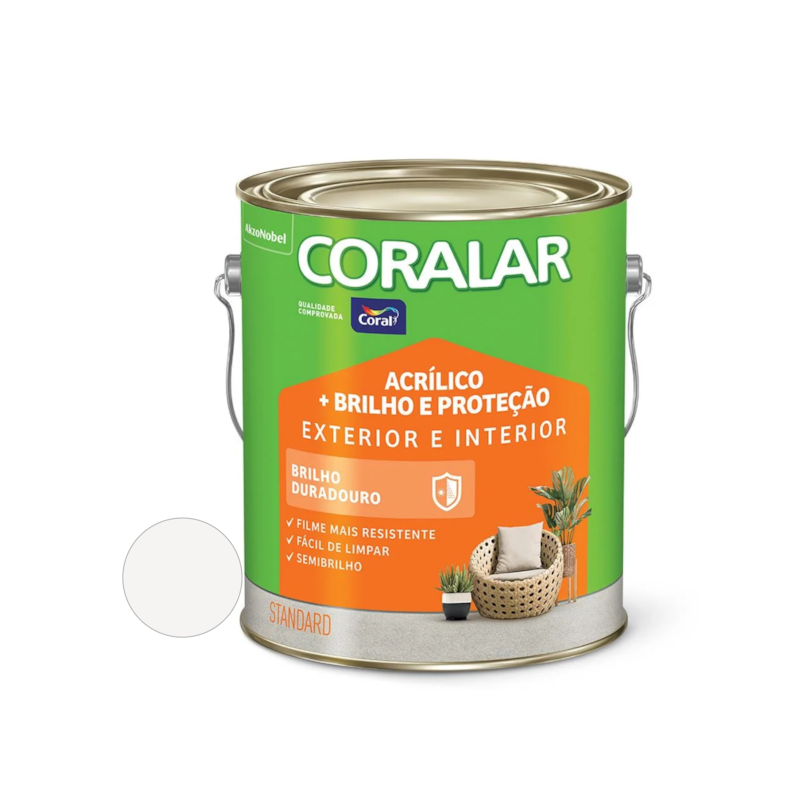 Tinta Acrílica Coralar Semibrilho Branco 3,6L Coral