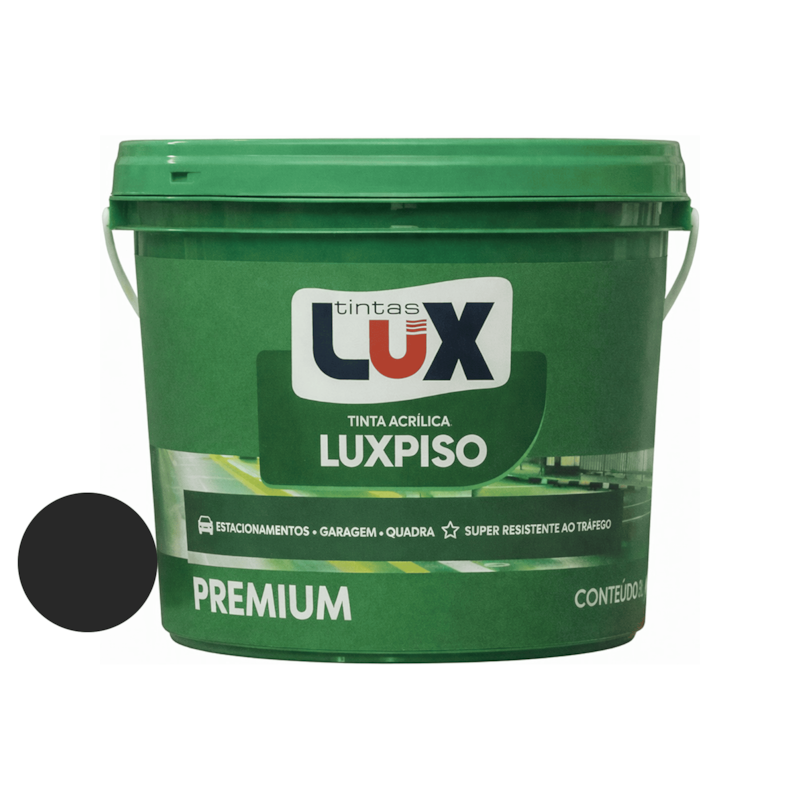 Tinta Acrílica LuxPiso Fosco Preto 3L Lux