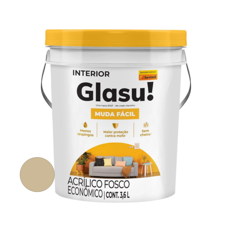 Tinta Acrílica Muda Fácil Camurça 3,6L Glasu