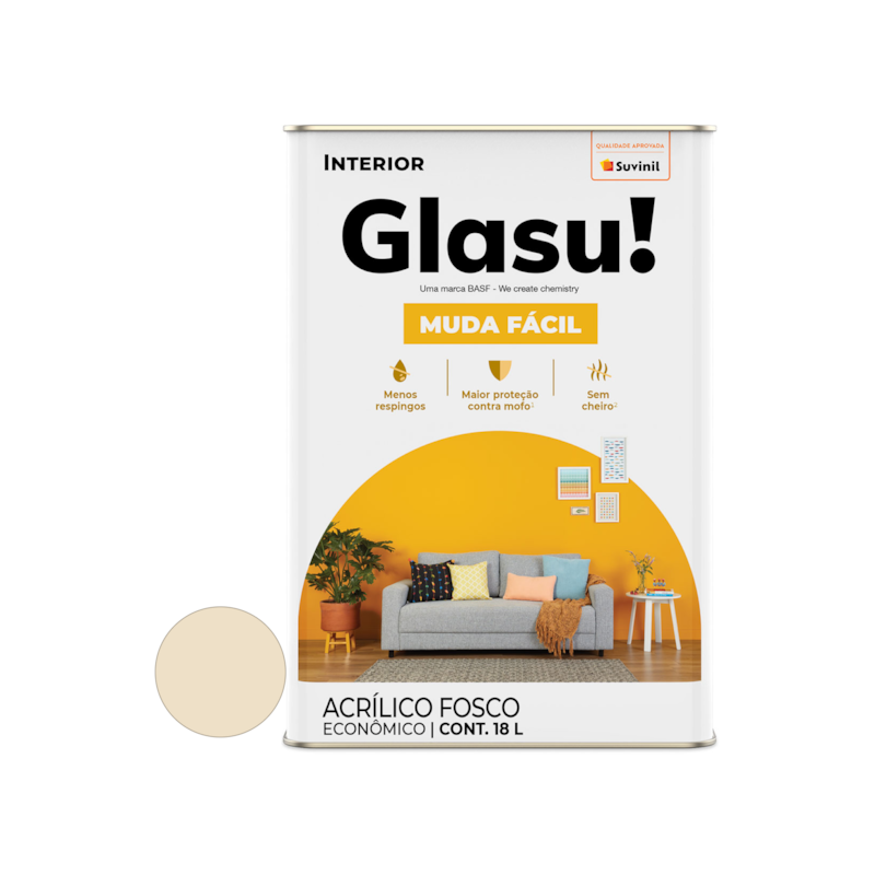 Tinta Acrílica Muda Fácil Fosco Areia 18L Glasu