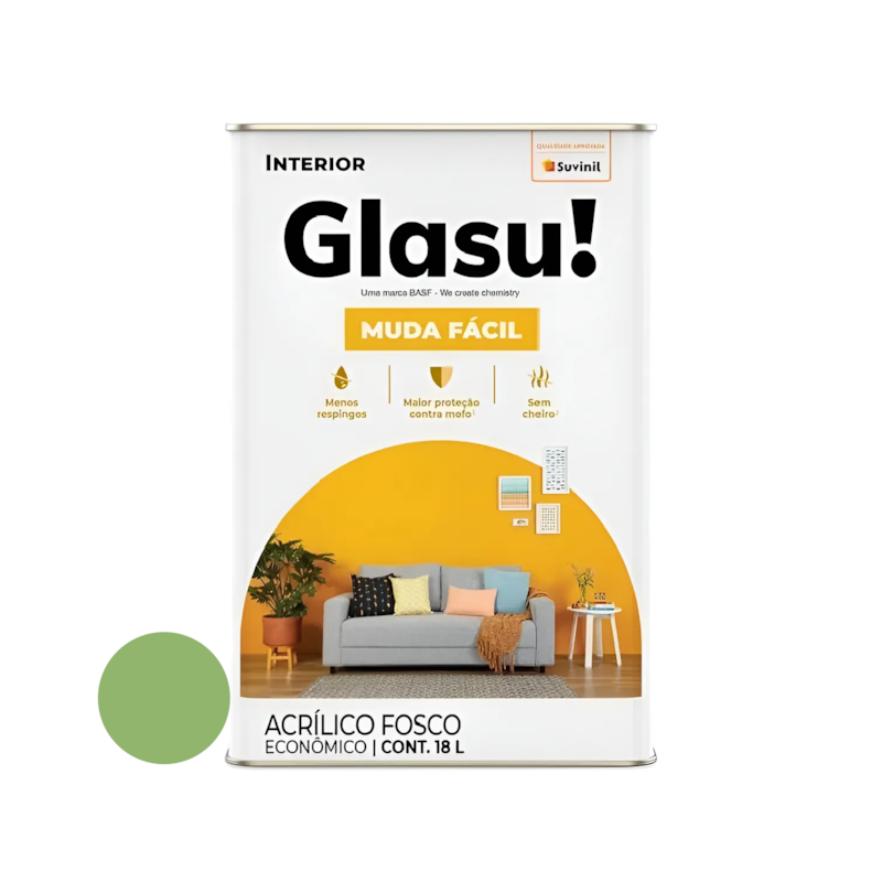 Tinta Acrílica Muda Fácil Fosco Trevo da Sorte 18L Glasu