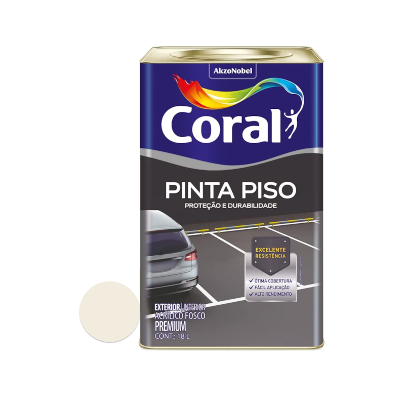 Tinta Acrílica Pinta Piso Fosco Branco 18L Coral