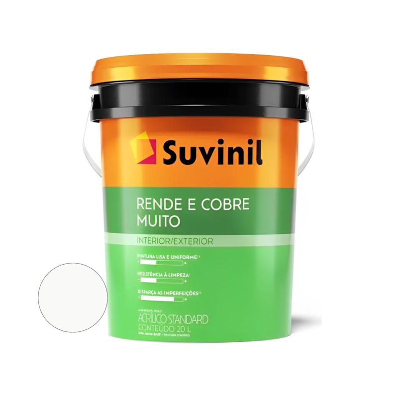 Tinta Acrílica Rende e Cobre Muito Fosco Branco 20L Suvinil