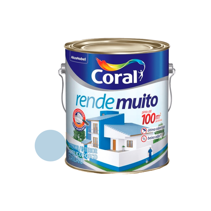 Tinta Acrílica Rende Muito Fosco Azul Sereno 3,6L Coral 