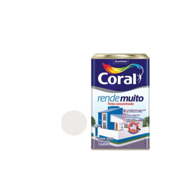 Tinta Acrílica Rende Muito Fosco Branco Gelo 18L Coral 