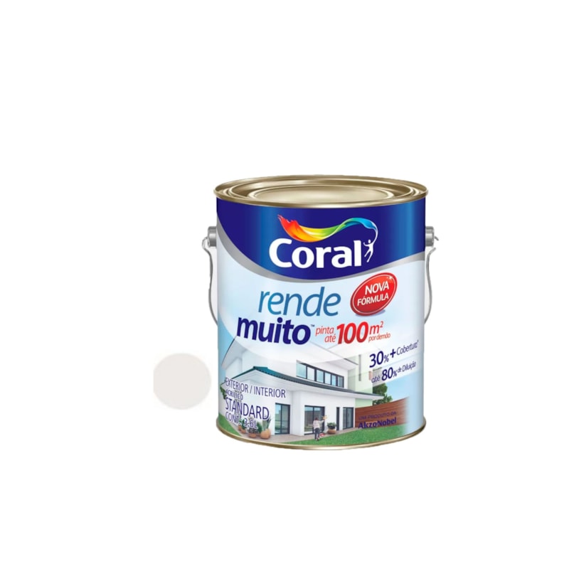 Tinta Acrílica Rende Muito Fosco Branco Gelo 3.6L Coral 