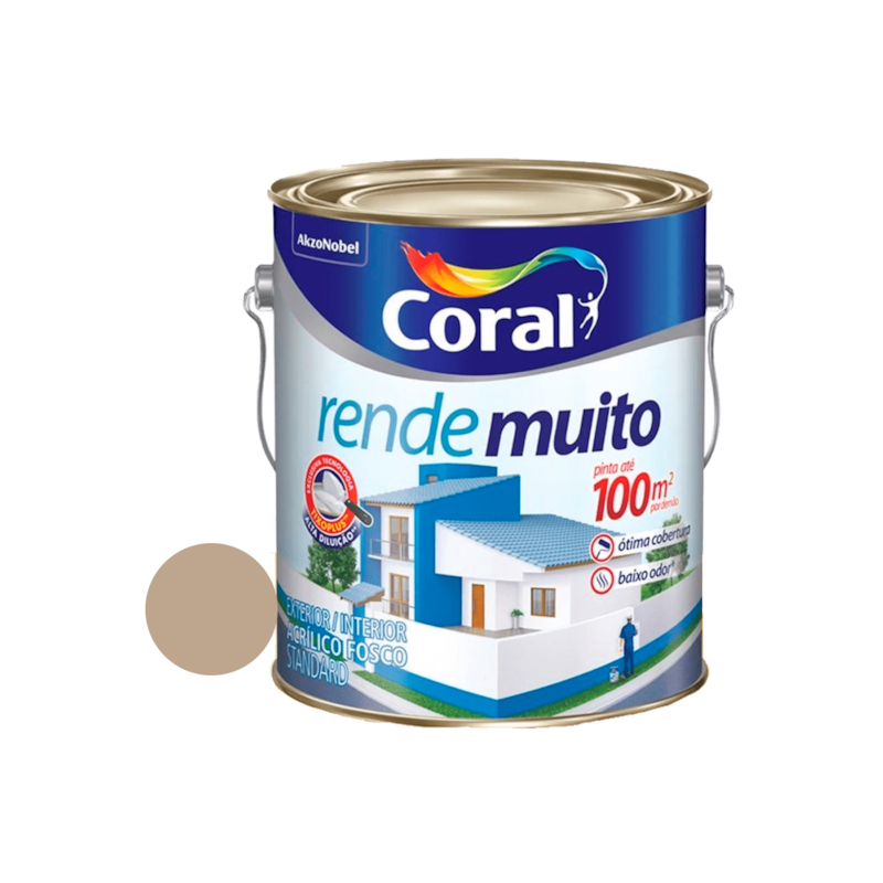 Tinta Acrílica Rende Muito Fosco Camurça 3,6L Coral 