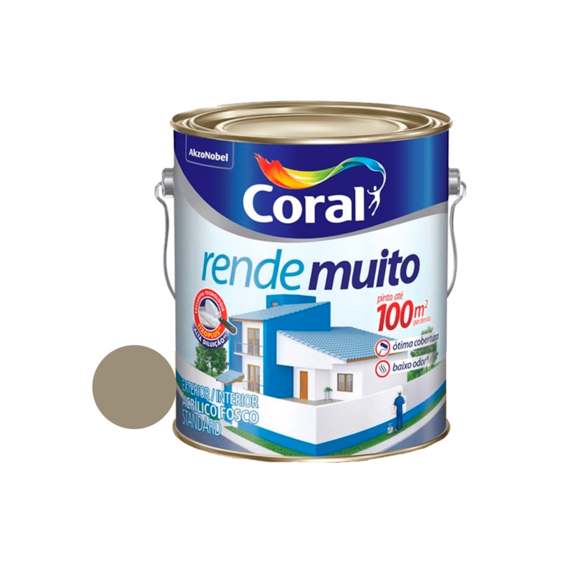 Tinta Acrílica Rende Muito Fosco Concreto 3,6L Coral 