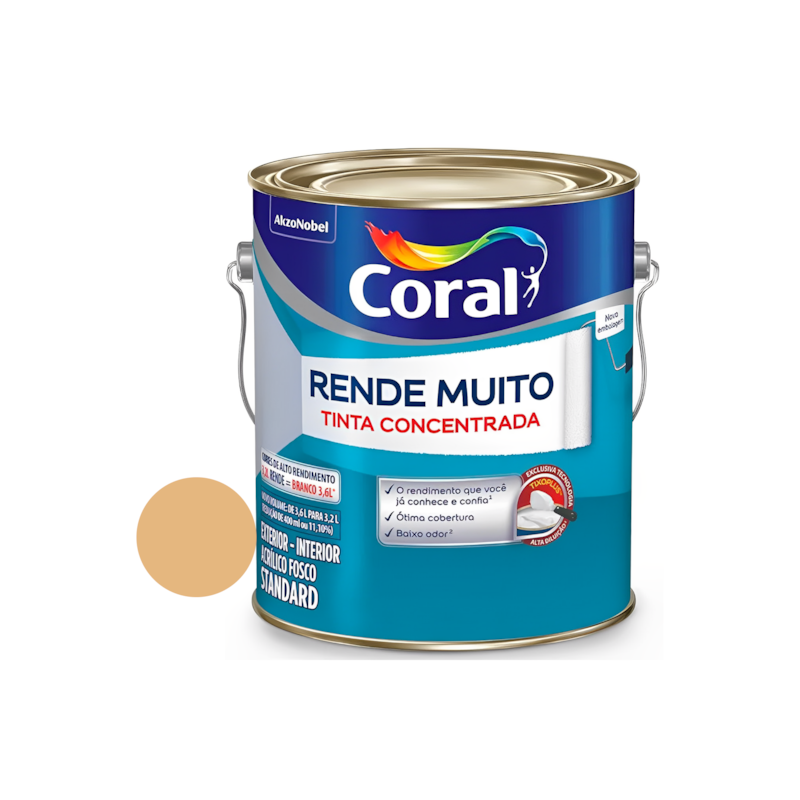 Tinta Acrílica Rende Muito Fosco Cromo Suave 3,6L Coral 