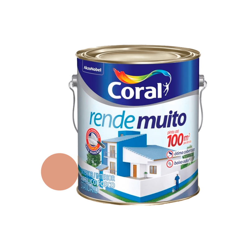 Tinta Acrílica Rende Muito Fosco Flamingo 3,6L Coral 