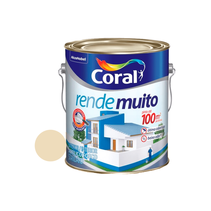 Tinta Acrílica Rende Muito Fosco Marfim 3,6L Coral 