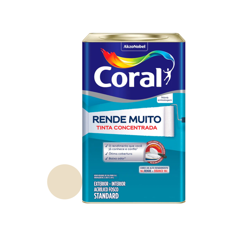 Tinta Acrílica Rende Muito Fosco Palha 16L Coral