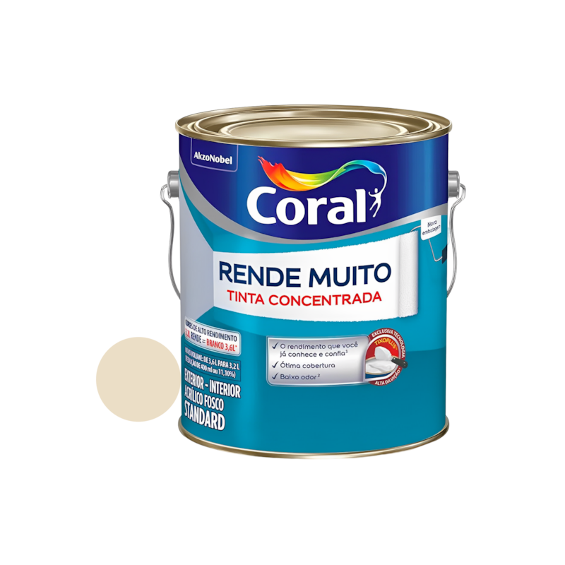 Tinta Acrílica Rende Muito Fosco Palha 3,2L Coral