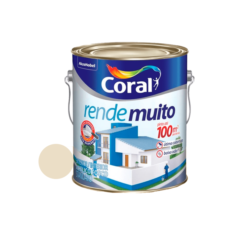 Tinta Acrílica Rende Muito Fosco Palha 3,6L Coral 