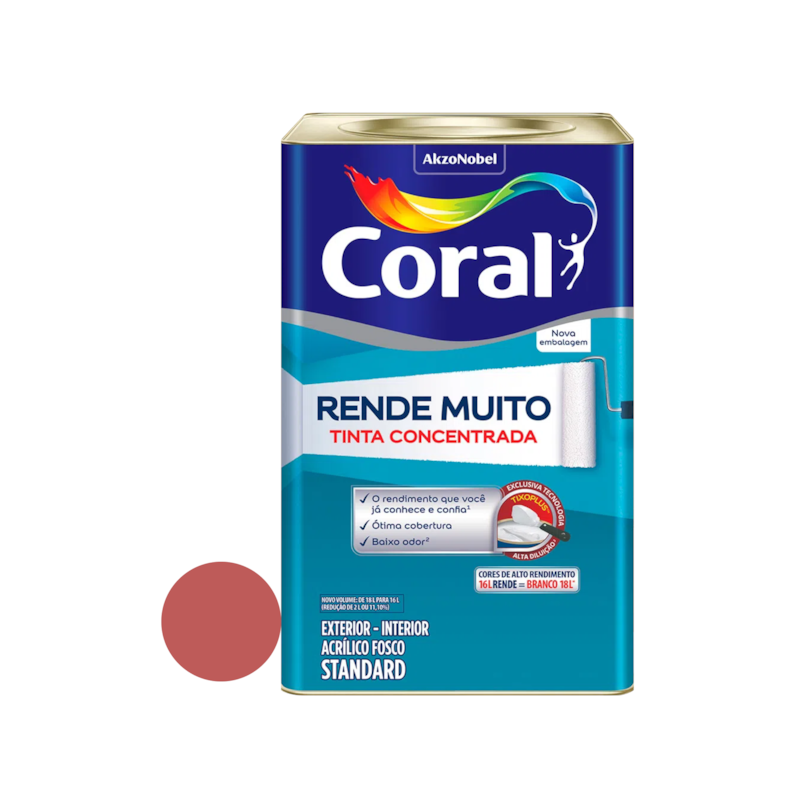 Tinta Acrílica Rende Muito Fosco Suco de Goiaba 16L Coral