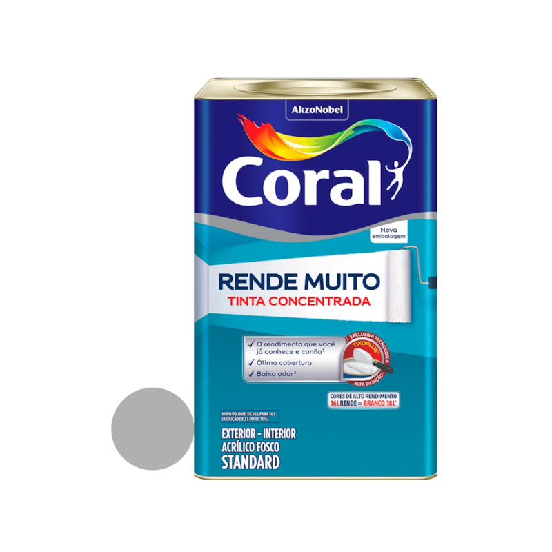 Tinta Acrílica Rende Muito Fosco Tubarão Branco 16L Coral